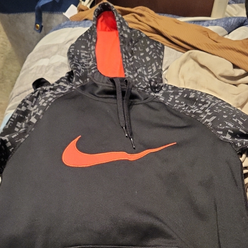Nike Black Hoodie with Orange Logo